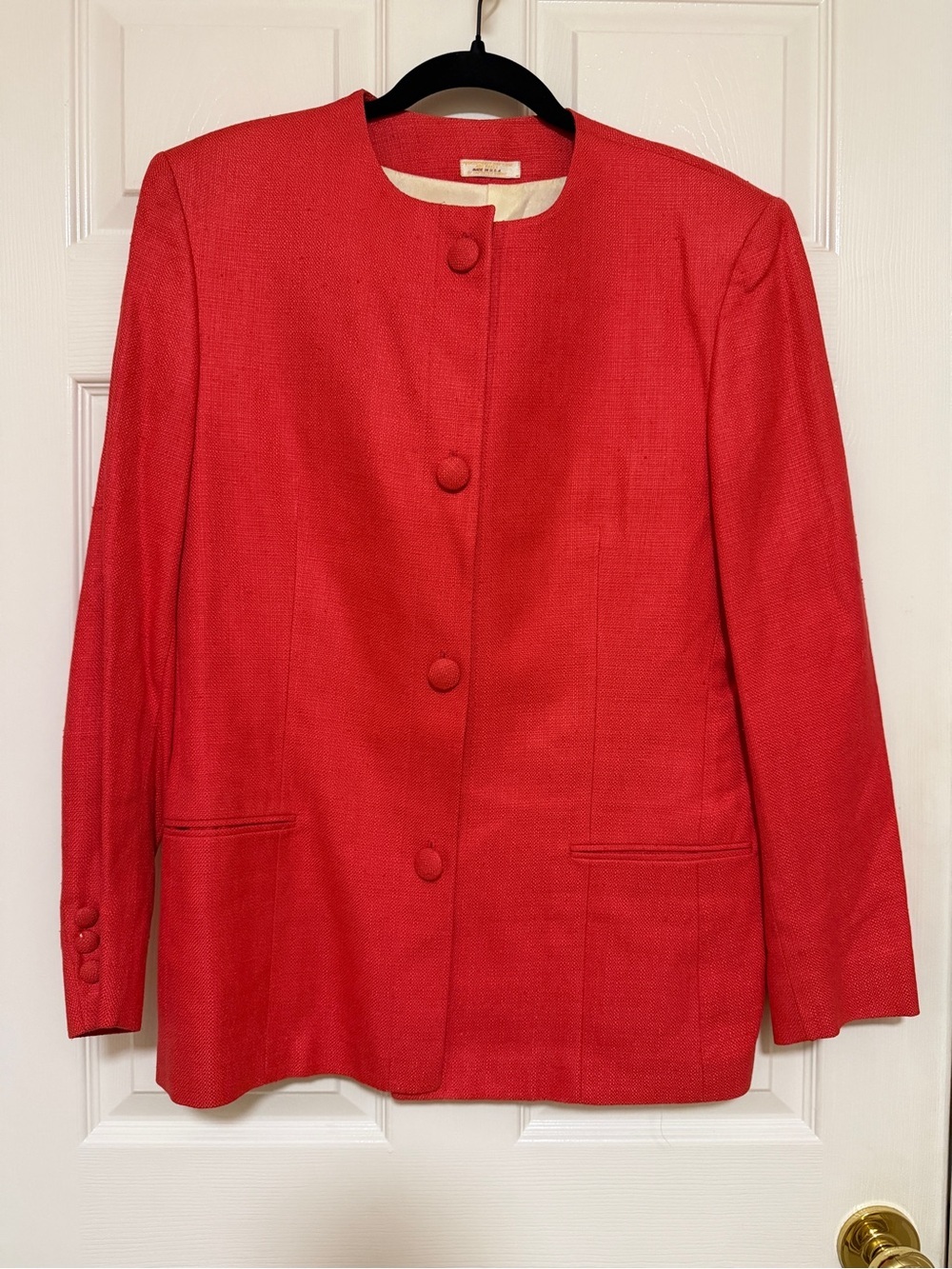 Vintage Barrie Pace Ltd Coral Linen Blend Blazer Jacket Minimalist USA Made